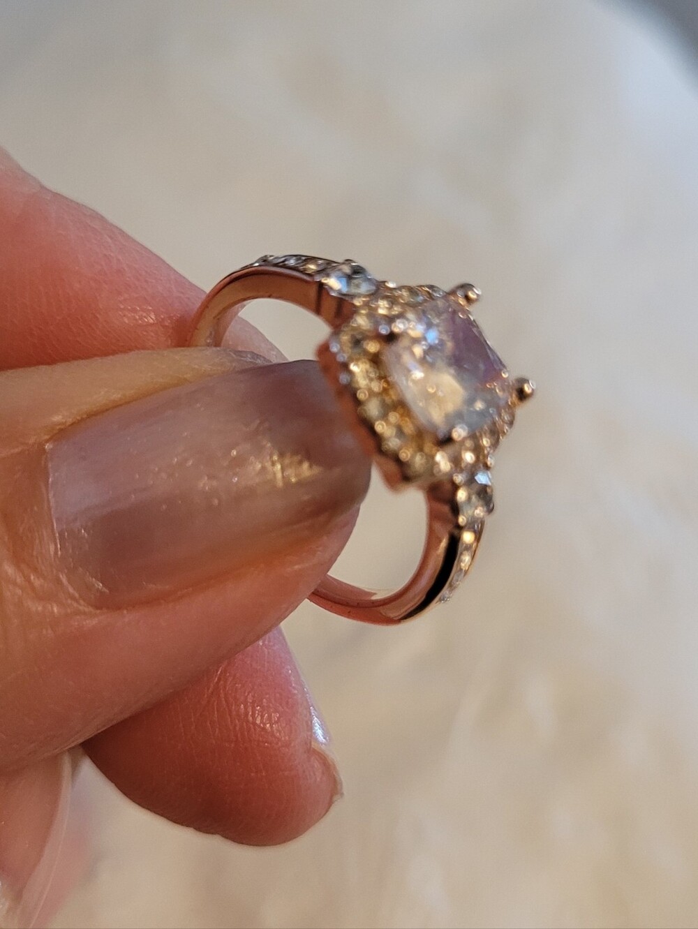 Elegant Rose Gold Cubic Zirconia Halo Ring